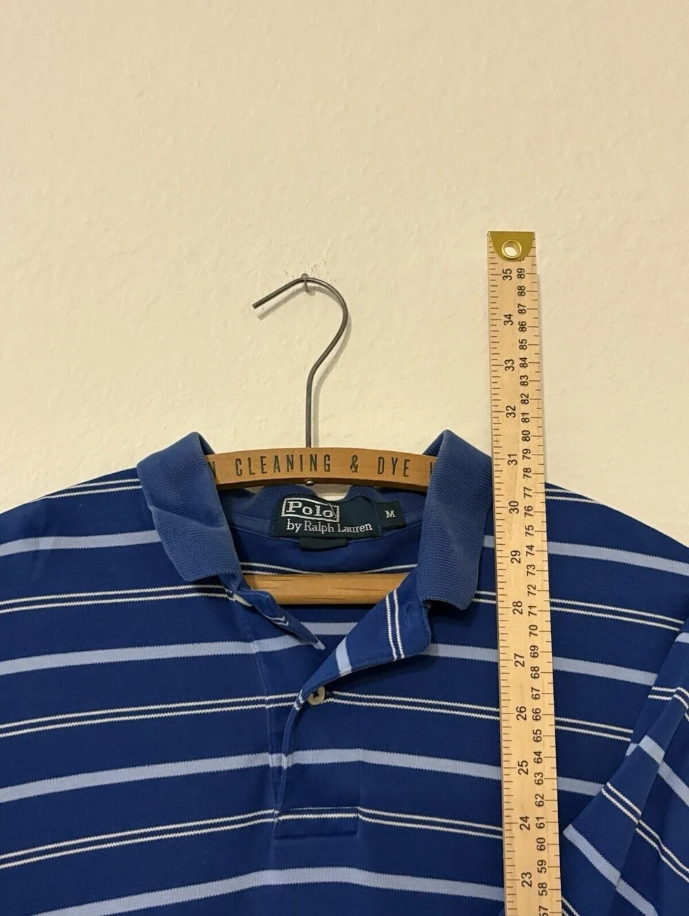 Polo By Ralph Lauren Men's Blue And White Striped Collared Shirt Size Medium